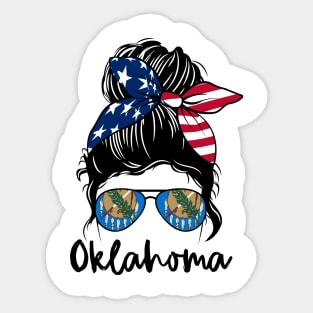 Oklahoma girl Messy bun , American Girl , Oklahoma Flag Sticker